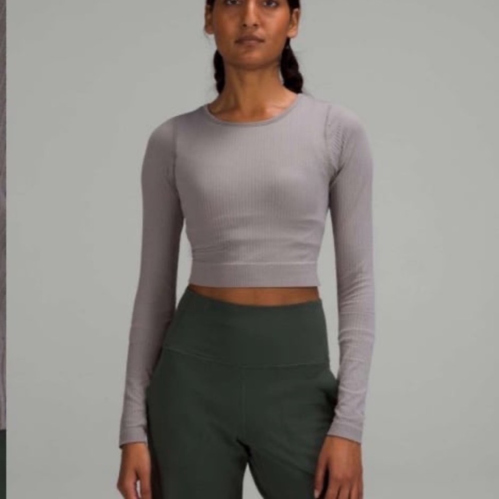 NWT lululemon size 12 ebb to street long sleeve ribbed shirt gull gray
